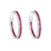 Elegant Ruby & CZ Silver Hoop Earrings