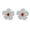 Exquisite Silver Pave Ruby Earring