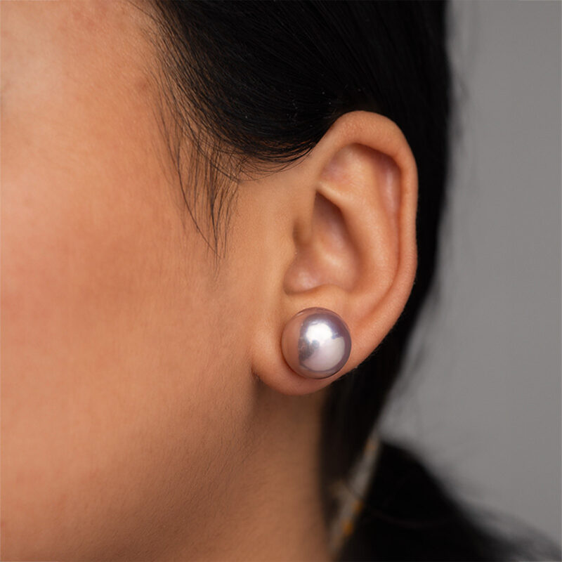 Edison Pearl Ear Studs/ Rare Copper metallic overtone