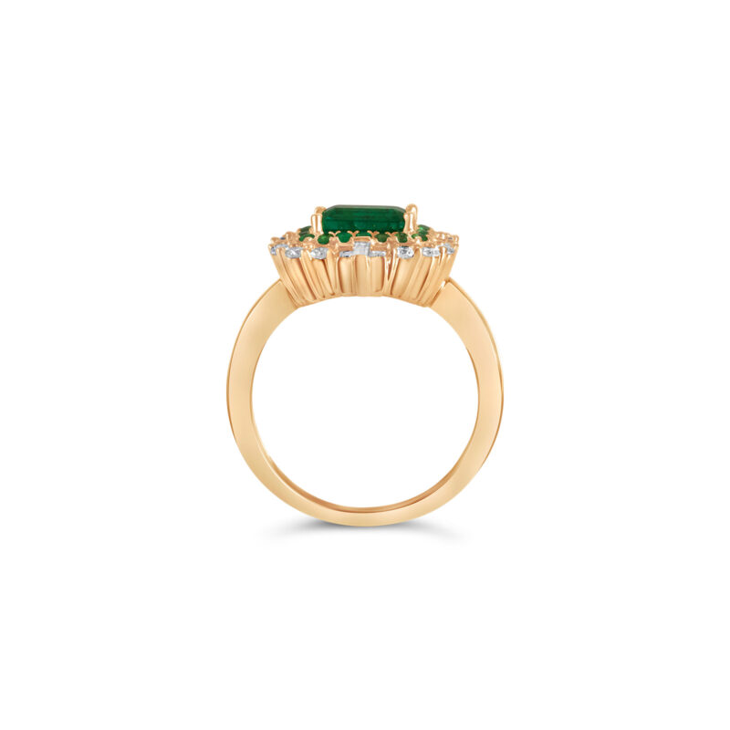 Emerald  Diamond Double Row Ring