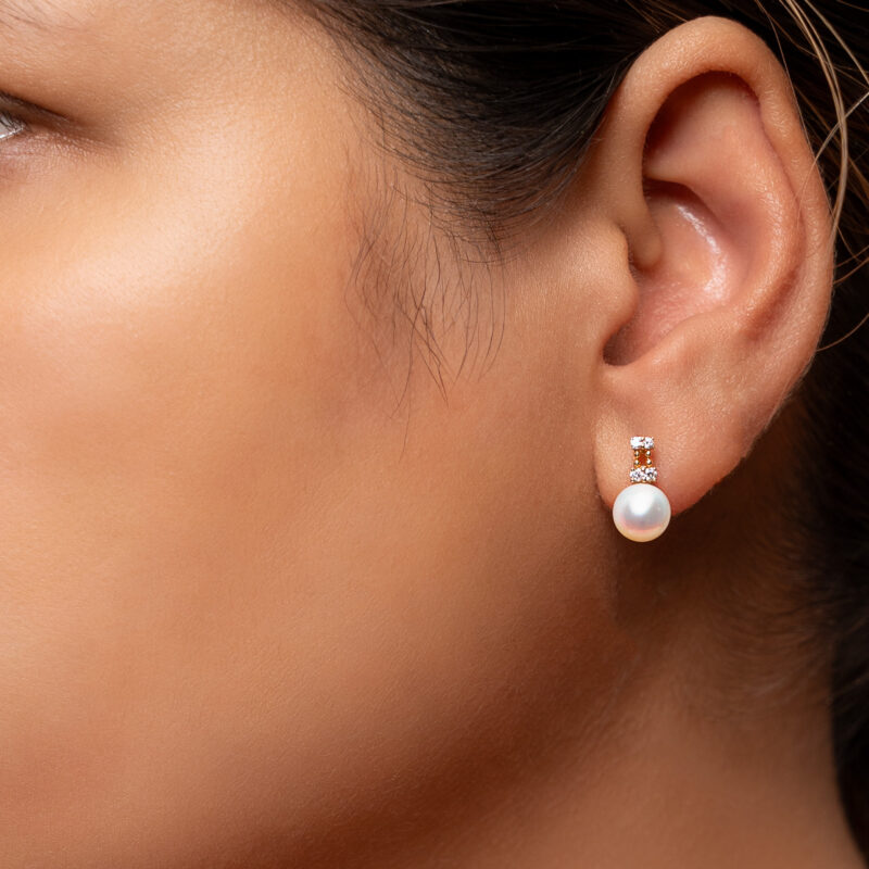 Eternity Pearl and Diamond Earrings