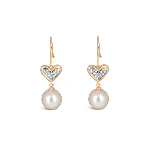 Everlasting Love Earrings with Round Pearl Drop / Large