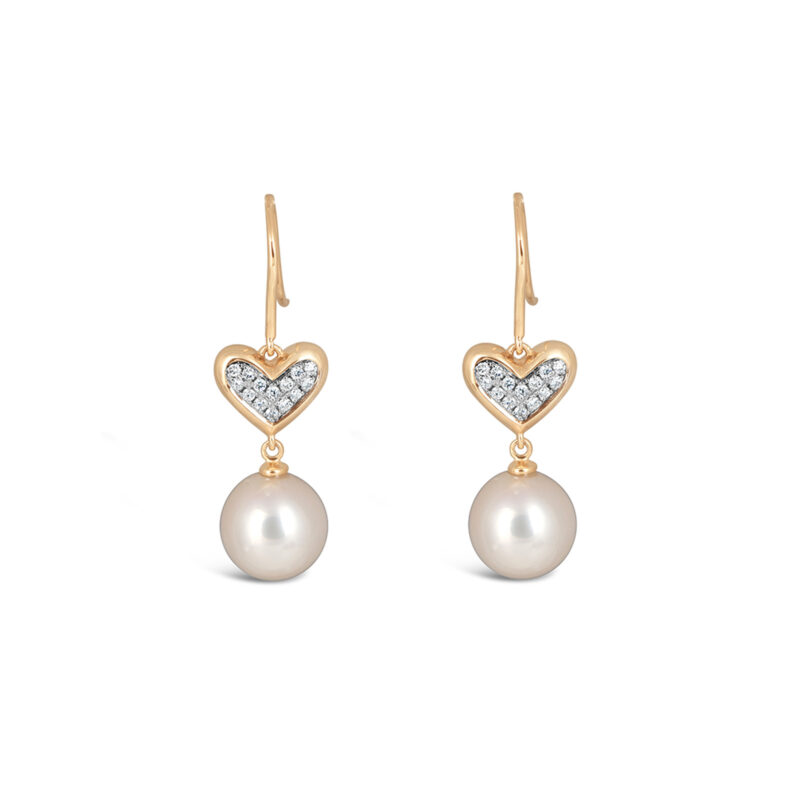 Everlasting Love Earrings with Round Pearl Drop / Large