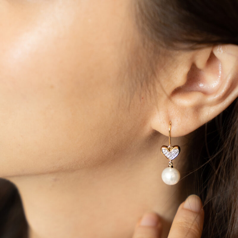 Everlasting Love Earrings with Round Pearl Drop / Large