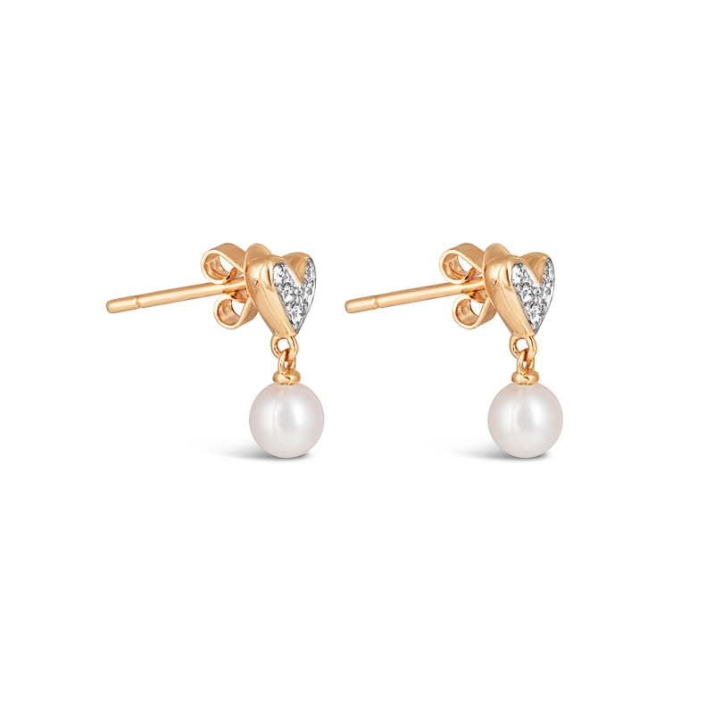 Everlasting Love Earrings with Round Pearl Drop/ Small size