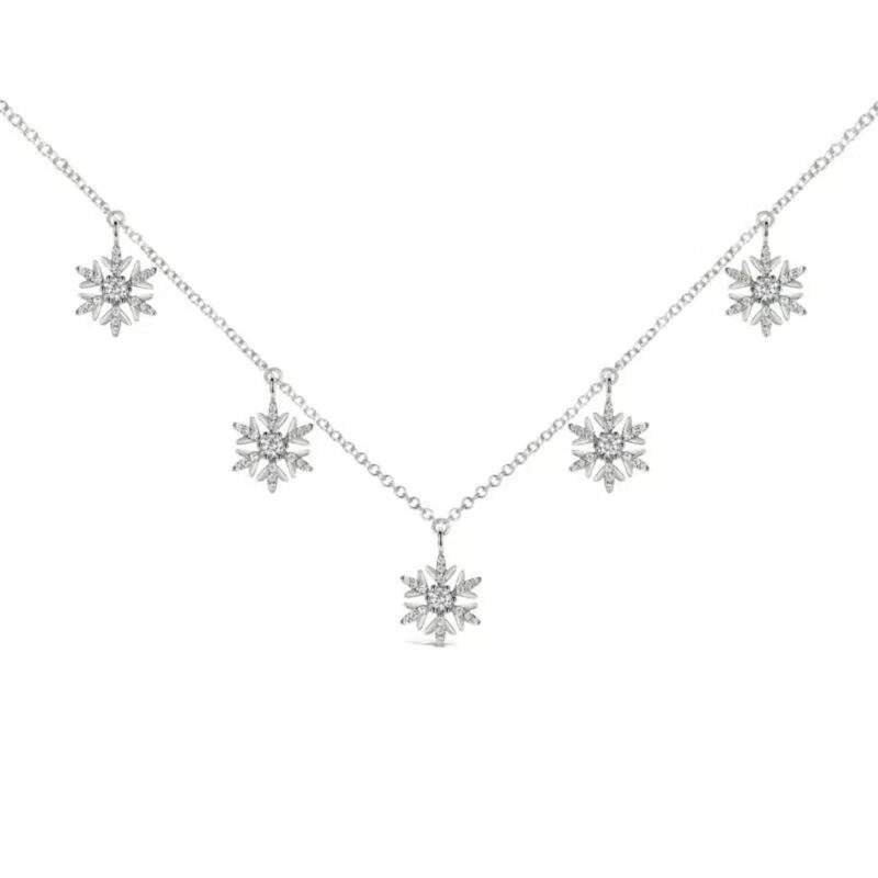 Five Snowflake Diamond Necklace