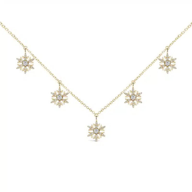 Five Snowflake Diamond Necklace