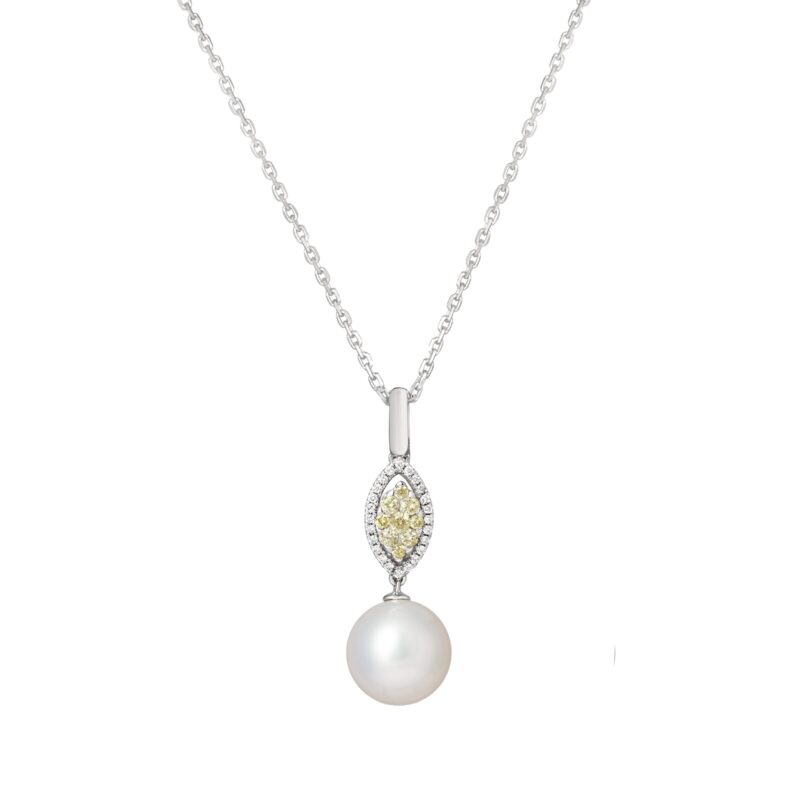 Glory Yellow Diamond and  Pearl Necklace