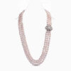 Greta 3 strand Lavender Oval Pearl necklace/ Diamond 26 inches