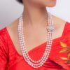 Greta 3 strand Lavender Oval Pearl necklace/ Diamond 26 inches