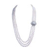 Greta 3 strand Oval Pearl necklace/ Diamond 26 inches