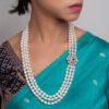 Greta 3 strand Oval Pearl necklace/ Emerald 26 inches