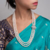 Greta 3 strand Oval Pearl necklace/ Diamond 26 inches