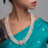Greta 3 strand Oval Pearl necklace/ Diamond 26 inches