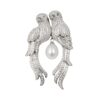 Exquisite Silver Two Birds & Pearl Brooch - KN