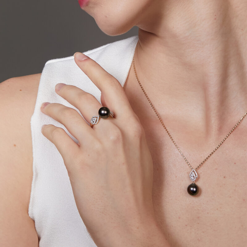 Ila Pearl and Diamond Ring