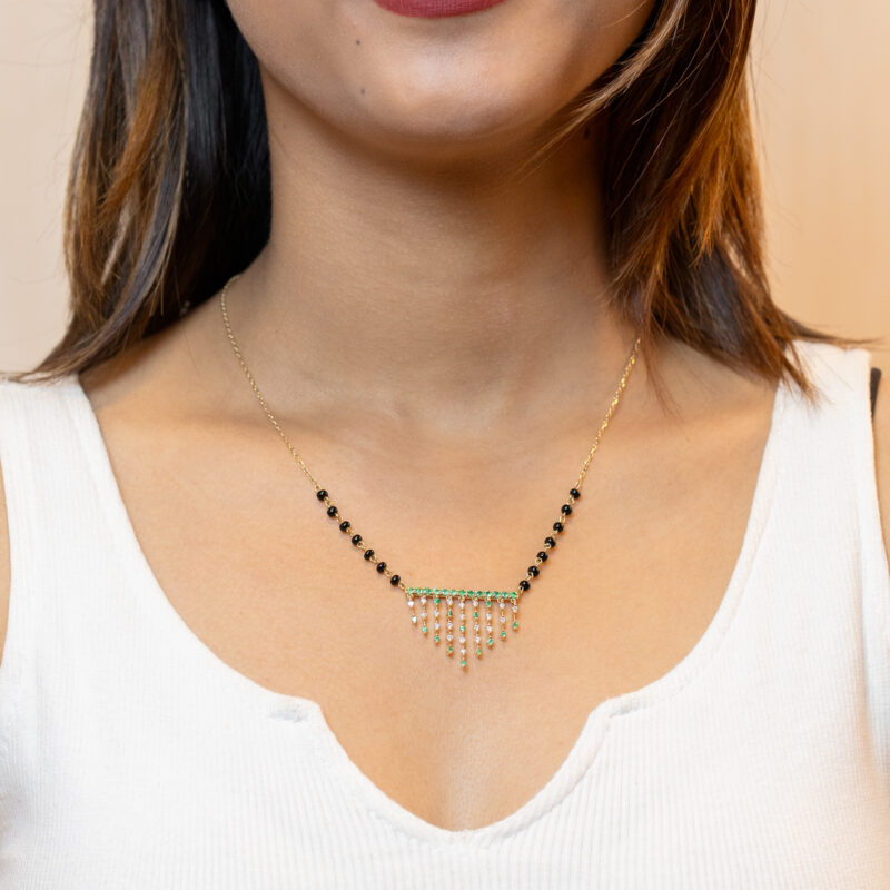 Jharana Emerald & Diamond Mangalsutra