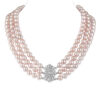 Joyce 3 Strands Lavender Round Pearl Necklace
