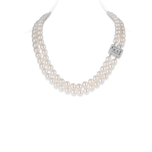 Kamala Double Strands Round Pearl Necklace