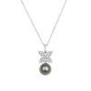Kate Diamond Flower Pearl Pendant / Tahitian / WG