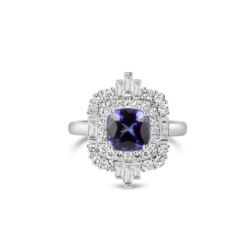 La Belle Tanzanite Diamond Double Halo Ring