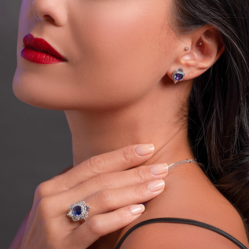 La Belle Tanzanite Diamond Double Halo Ring