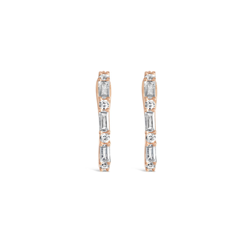 Line Pave Diamond Single Hoop