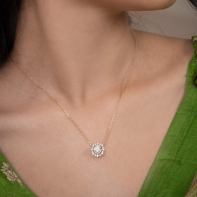Luminous Diamond Oval Necklace
