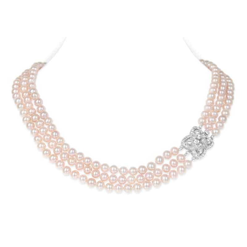 Lydia 3 Strands  Lavender  Pearl Necklace