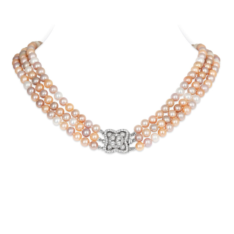 Lydia 3 Strands Multi-Colour Pearl Necklace