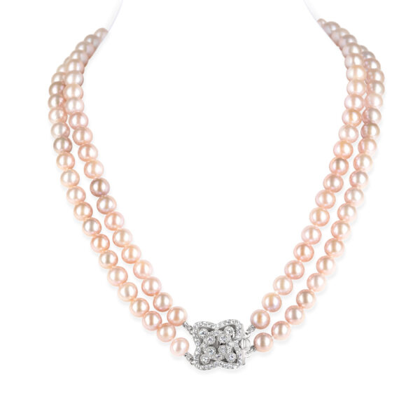 Lydia Double Strands Lavender Round Pearl Necklace