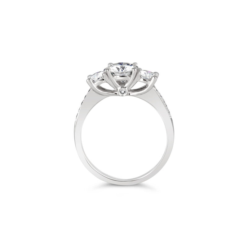 Michelle 3 Stones Pave Shank Diamond Engagement Ring
