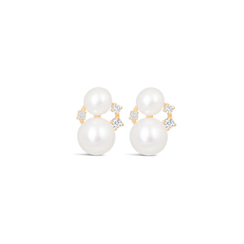 Mini Bubbles Pearl & Diamond Earrings