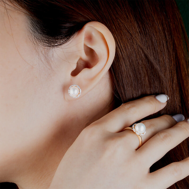 Mira Pearl and Diamond Earrings