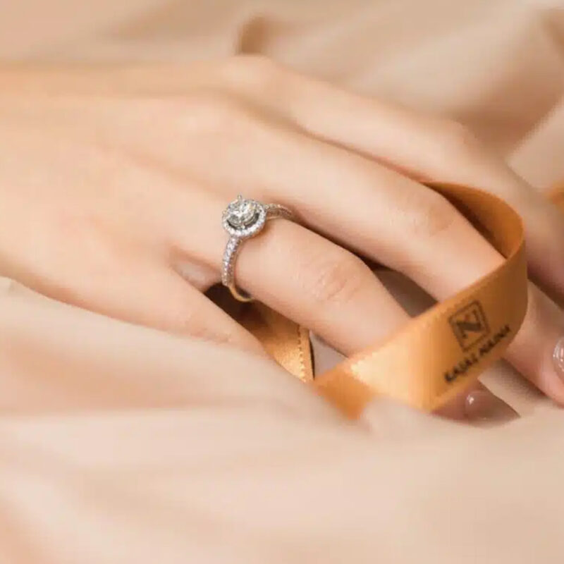 Montse Diamond Halo Engagement Ring
