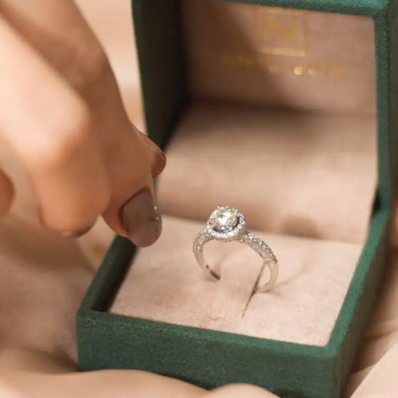 Montse Diamond Halo Engagement Ring