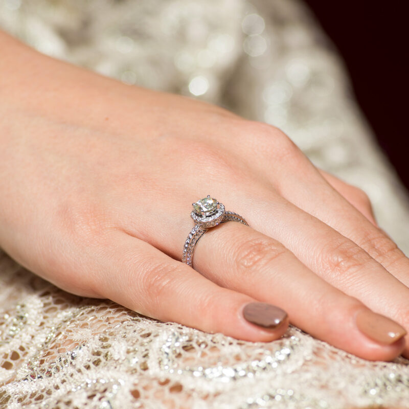 Montse Diamond Halo Engagement Ring