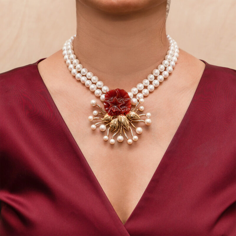Mountain Beauty Laligurans Pendant/ Brooch with Pearl Splash/ Agate