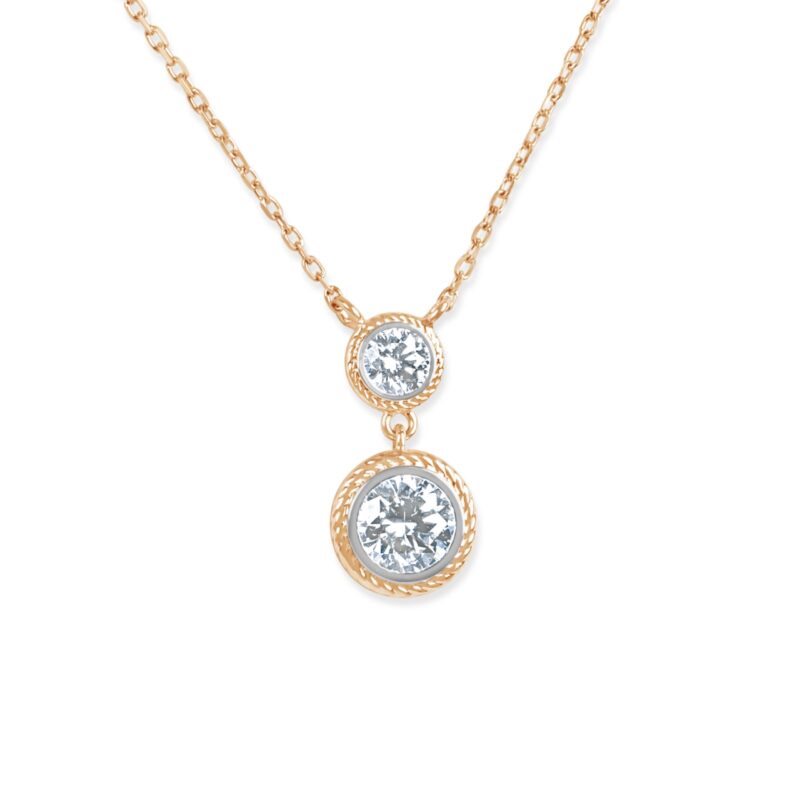 Nitya Round Diamond Double Solitaire Necklace