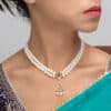 Noir Diamond and Pearl Necklace