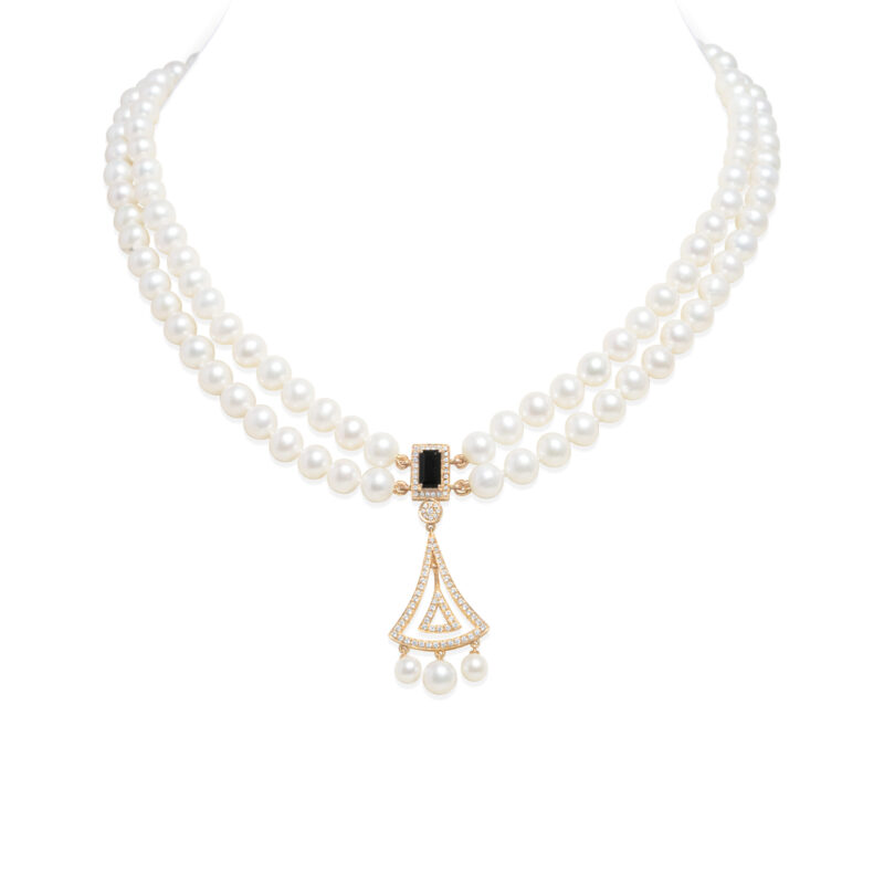 Noir Diamond and Pearl Necklace
