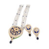 Noor Blue Pearl Long Necklace + Earring Polki Set A