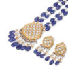 Noor Blue Long Necklace + Earring Polki Set B