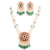 Noor Green Long Pearl Necklace + Earring Polki Set E