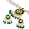 Noor Green Long Pearl Necklace + Earring Polki Set A