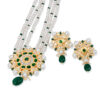 Noor Green Long Pearl Necklace + Earring Polki Set C