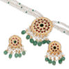 Noor Green Long Pearl Necklace + Earring Polki Set D