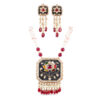 Noor Red Long Pearl Necklace + Earring Polki Set G