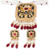 Noor Red Long Pearl Necklace + Earring Polki Set A