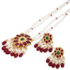 Noor Red Long Pearl Necklace + Earring Polki Set F
